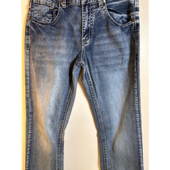 TRUE LUCK Men’s Embroidered Stretch Jeans / Size: 30-32 - Picture 5 of 9